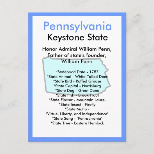 Über Pennsylvania Postkarte (Vorderseite)