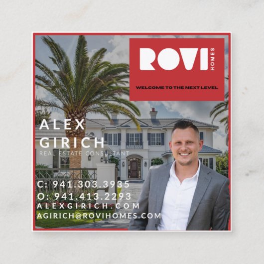 Über reales Anwesen hinaus Quadratische Visitenkarte (Vorderseite)