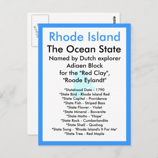Über Rhode Island Postkarte (Vorne/Hinten)