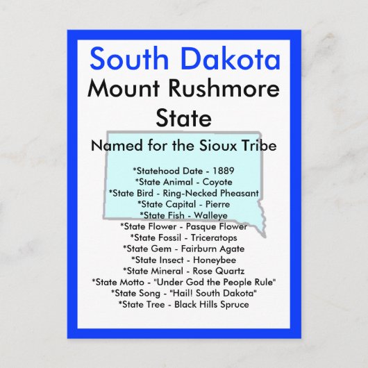 Über South Dakota Postkarte (Vorderseite)
