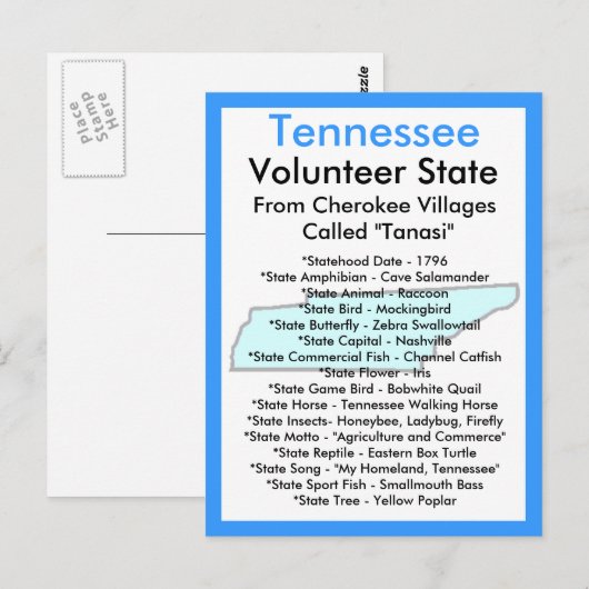Über Tennessee Postkarte (Vorne/Hinten)