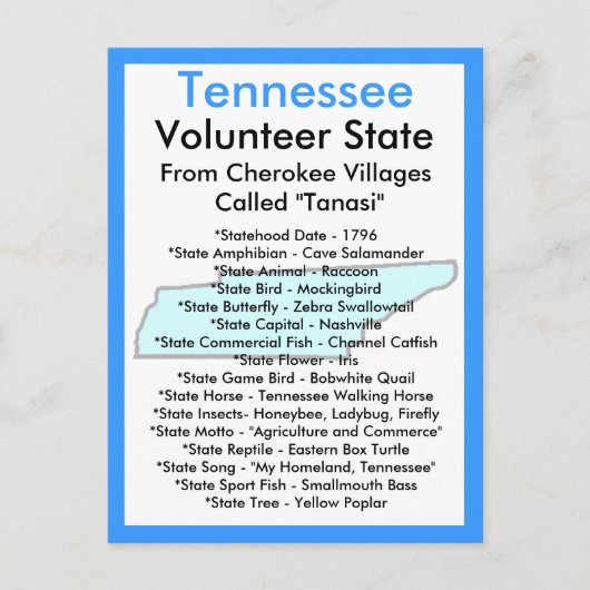 Über Tennessee Postkarte (Vorderseite)