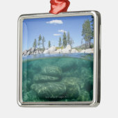 Über und unterhalb des Tahoe-Sees Silbernes Ornament (Links)