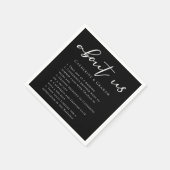 Über uns Couple Fakten Trendy Modern Black Wedding Serviette (Ecke)