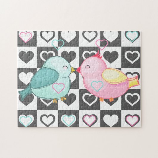 Über Vögel Jigsaw Puzzle Hearts Romantisches Paar (Horizontal)