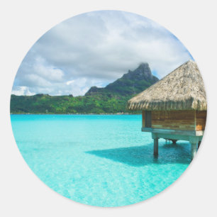 Über-Wasser Bungalow, Bora Bora runder Aufkleber