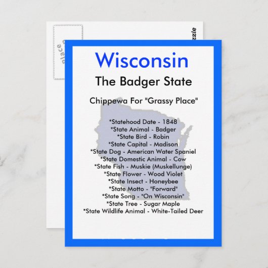 Über Wisconsin Postkarte (Vorne/Hinten)