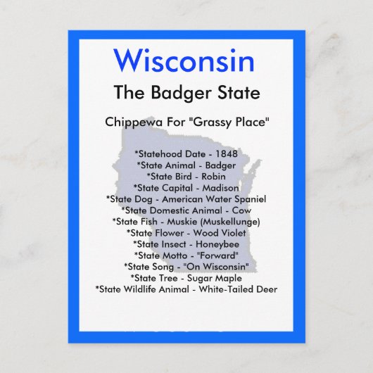 Über Wisconsin Postkarte (Vorderseite)