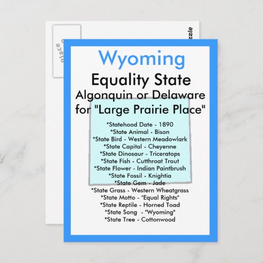Über Wyoming Postkarte (Vorne/Hinten)
