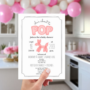 Über zum Pop Pink Balloon Animal Baby Dusche Einladung