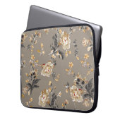 Überall auf Blume Muster auf brauner Hintergrundbl Laptopschutzhülle (Vorderseite Links)