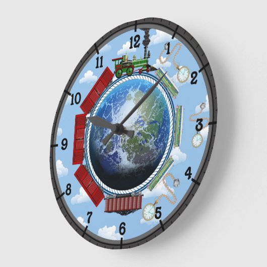 Überall auf der Erde Multibahn Große Wanduhr (Winkel)