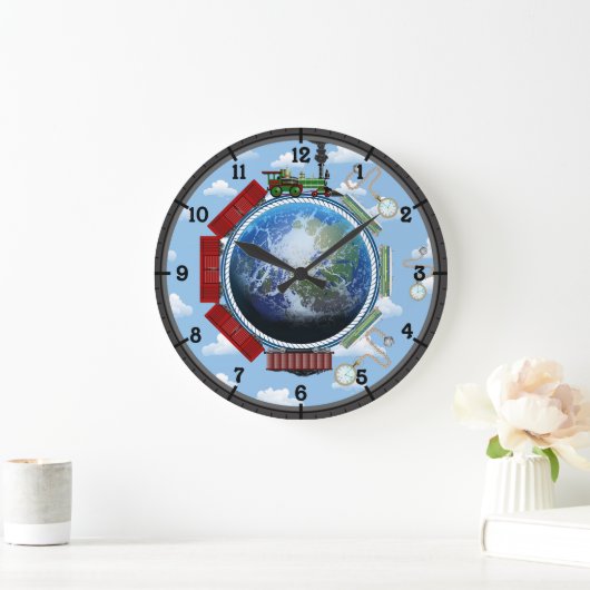 Überall auf der Erde Multibahn Große Wanduhr (Zuhause)