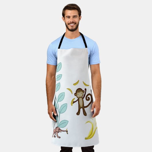 Überall auf Print Schürze Affen Bananen Blätter (Getragen)