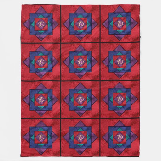 Überall auf Quilt Square Monogram Fleece Blanket (Vorderseite)