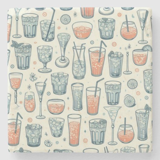 Überall beim Trinken von Glasmustern Steinuntersetzer (Vorderseite)