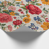 Überall Blumen, farbenfrohes Design, Geschenkpapier (Ecke)