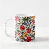 Überall Blumen, farbenfrohes Design, Kaffeetasse (Links)