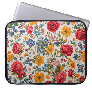 Überall Blumen, farbenfrohes Design, Laptopschutzhülle