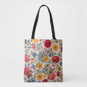 Überall Blumen, farbenfrohes Design, Tasche (Vorderseite)