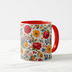 Überall Blumen, farbenfrohes Design, Tasse