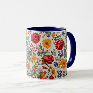 Überall Blumen, farbenfrohes Design, Tasse