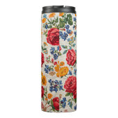 Überall Blumen, farbenfrohes Design, Thermosbecher (Rückseite)