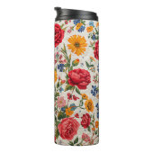 Überall Blumen, farbenfrohes Design, Thermosbecher (Nach rechts gedreht)