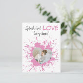 Überall diese Liebe | Rosa Herz-Foto Postkarte (Stehend Vorderseite)