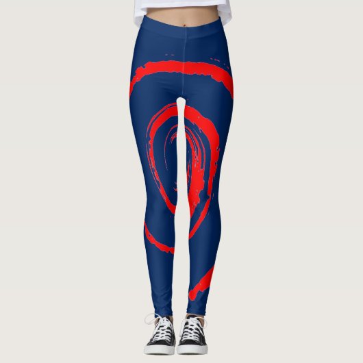 Überall drucken Leggings mit rotem Twirl (Vorderseite)