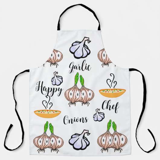 Überall drucken Schürze Happy Koch Onions Knoblauc (Vorderseite)