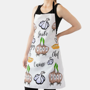 Überall drucken Schürze Happy Koch Onions Knoblauc