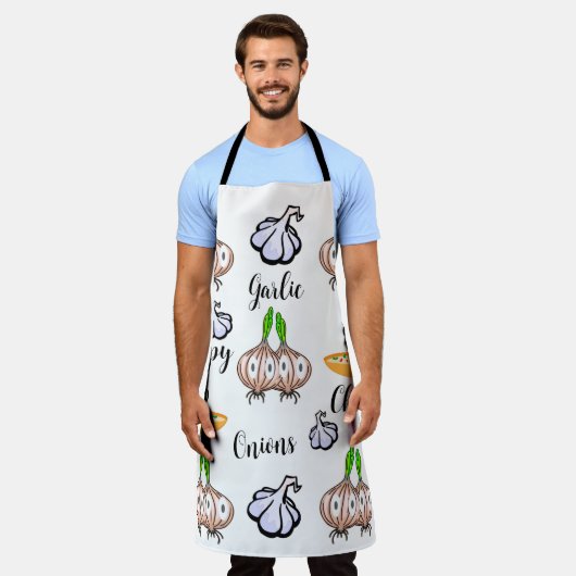 Überall drucken Schürze Happy Koch Onions Knoblauc (Getragen)