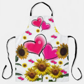 Überall drucken Sie die Schürze Sonnenblumen rosa (Vorderseite)
