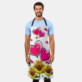 Überall drucken Sie die Schürze Sonnenblumen rosa (Getragen)