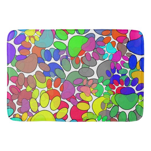 Überall drucken viele Hunde-Pfoten Badematte (Vorderseite)