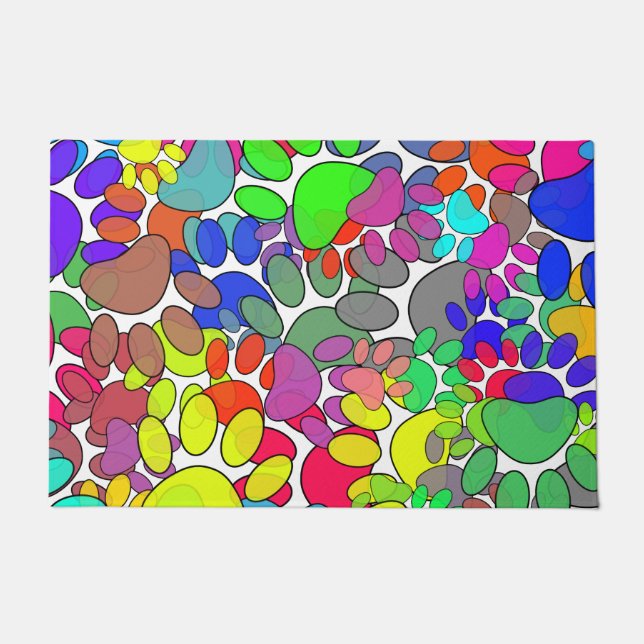 Überall drucken viele Hunde-Pfoten Fußmatte (Vorderseite)