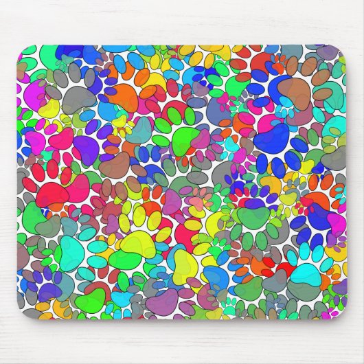 Überall drucken viele Hunde-Pfoten Mousepad (Vorne)