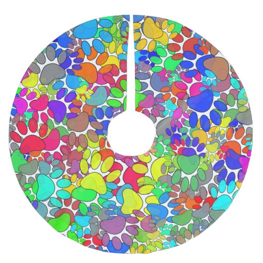 Überall drucken viele Hunde-Pfoten Polyester Weihnachtsbaumdecke (Vorderseite)