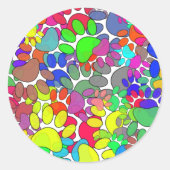 Überall drucken viele Hunde-Pfoten Runder Aufkleber (Vorderseite)