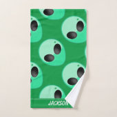 Überall druckt, grüne Alien Badhandtuch Set (Handtuch)