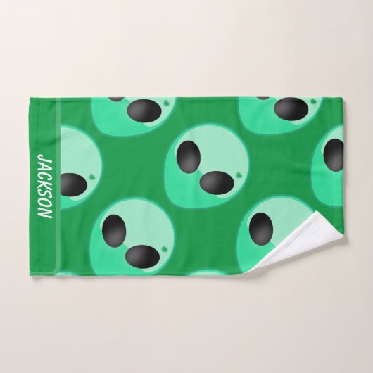Überall druckt, grüne Alien Badhandtuch Set (Handtuch)