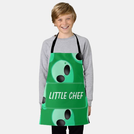 Überall druckt, grüne Alien Schürze (Getragen)