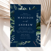 Überall Greenery Navy Wedding Einladung