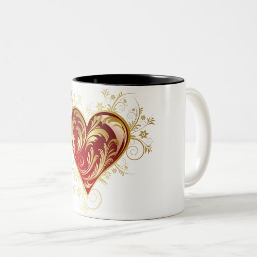 Überall im abstrakten Herz drucken Zwei-Tone-Kaffe Zweifarbige Tasse (VorderseiteRechts)