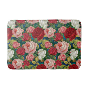 Überall in Cabbage Rose auf Blue Kitchen Bath Rug Badematte