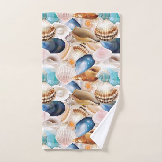 Überall in den Seashells Gemustert lebendig Badhandtuch Set (Handtuch)