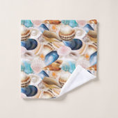 Überall in den Seashells Gemustert lebendig Badhandtuch Set (Waschlappen)