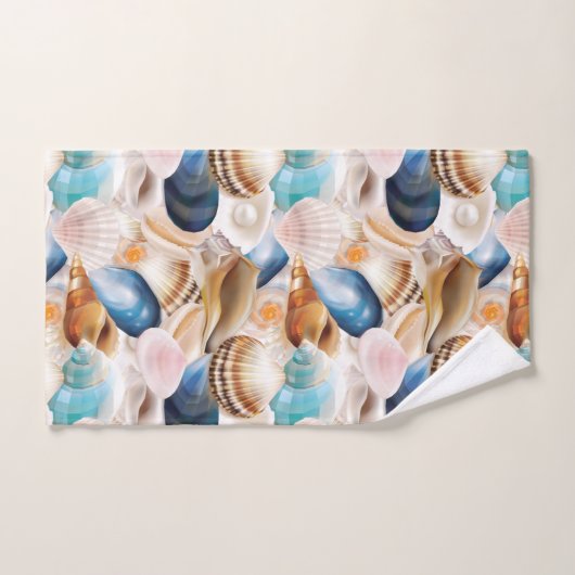 Überall in den Seashells Gemustert lebendig Badhandtuch Set (Handtuch)