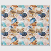 Überall in den Seashells Gemustert lebendig Geschenkpapier (Flach)